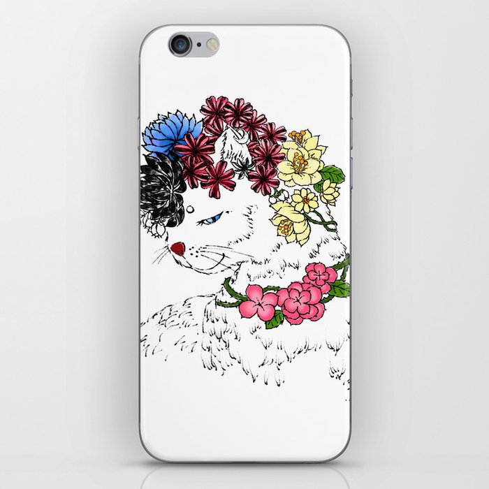 cat & flower iPhone Skin