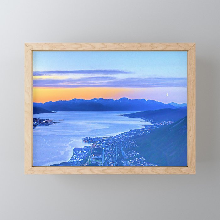 Calm Nordic Lakeview Sunset of Tromso, Norway Scandinavia Framed Mini Art Print