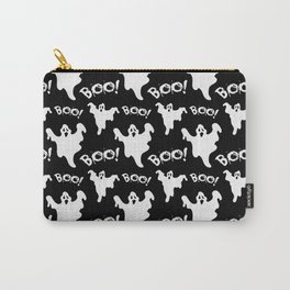 Cool black white ghost halloween boo typography Carry-All Pouch