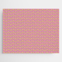 Geometric Pink Gradient Neon Yellow Chevron Jigsaw Puzzle