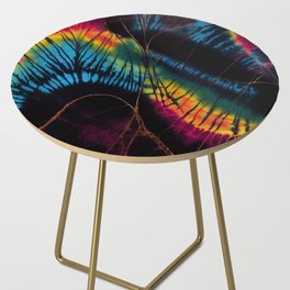 Black Rainbow Tie Dye Pattern Side Table