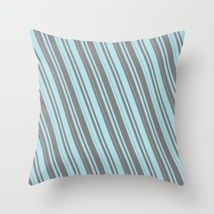 Powder Blue and Gray Colored Lines Pattern Throw Pillow