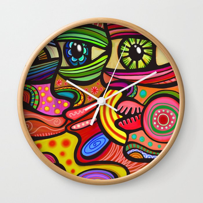 Abstract Folk Art People Painting Wall Clock By Prawny Society6