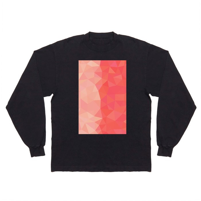 Peach and Light Red Abstract Geometric Pattern Design Long Sleeve T Shirt
