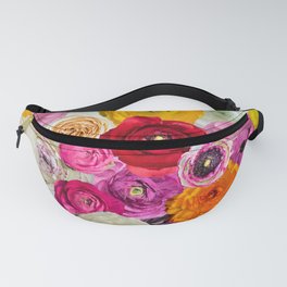Ranunculus obsessed flower collage  Fanny Pack