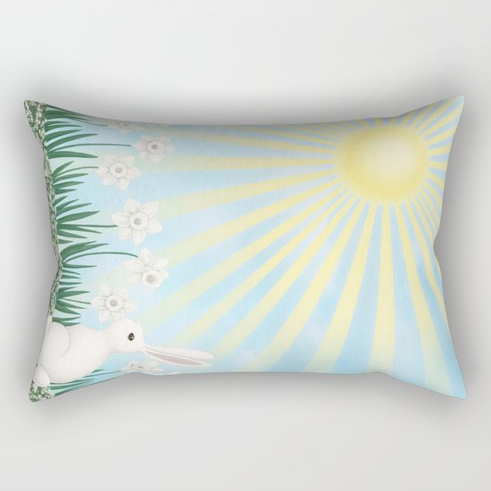 sunshine bunny with daffodils Rectangular Pillow