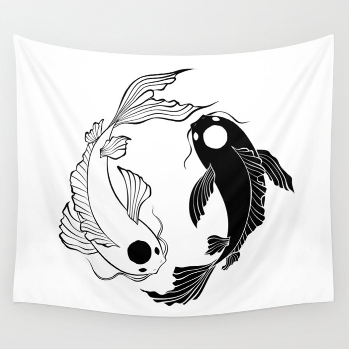 Yin yang koi shop fish tapestry