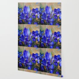 Blue Watercolor Flowers Wallpaper