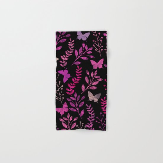 Watercolor flowers & butterflies III Hand & Bath Towel