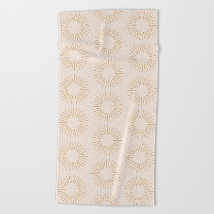 Minimalist Sunray Pattern XIV Natural Neutral Beach Towel