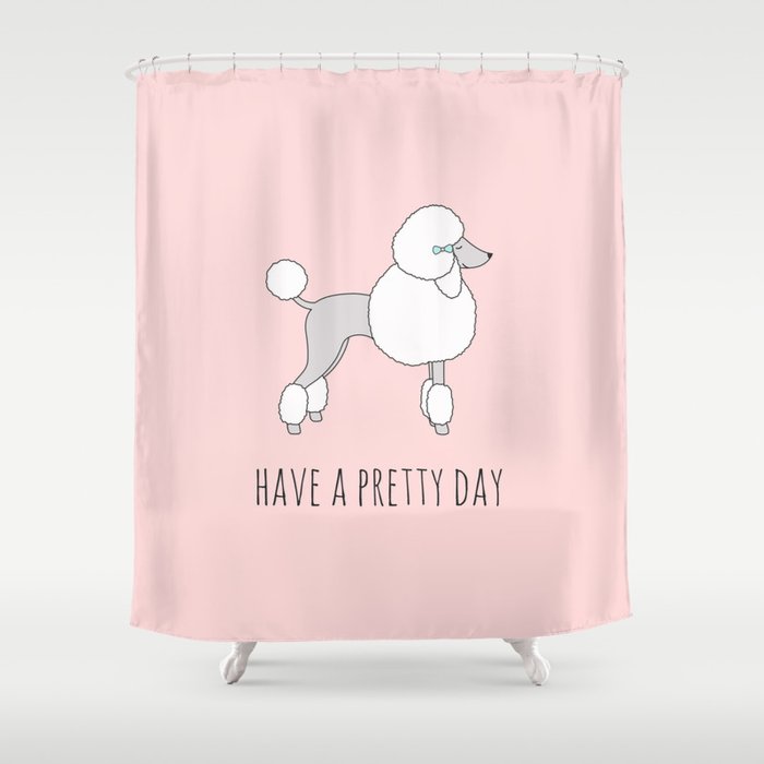 Poodle Shower Curtain By Charmartstudio, Pink Poodle Shower Curtain