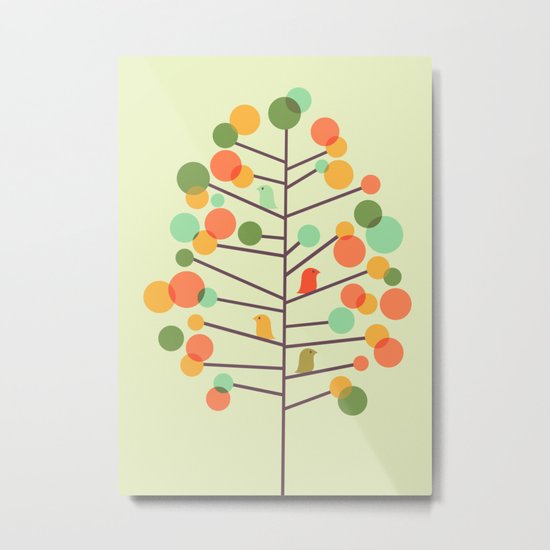 Happy Tree - Tweet Tweet Metal Print