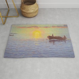Sunset in the Archipelago pacific ocean maritime zen sailboat landscape by Otto Lindberg oil on canvas Area & Throw Rug