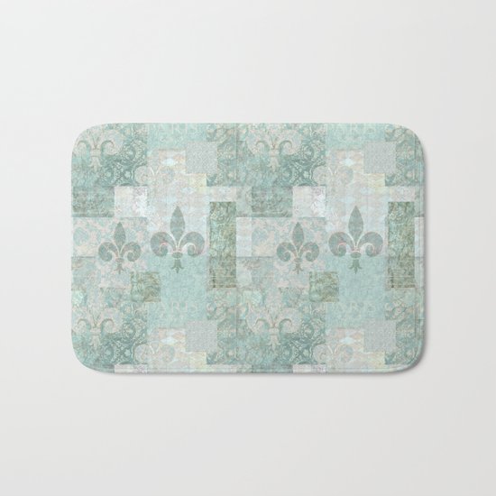 teal baroque vintage patchtwork Bath Mat
