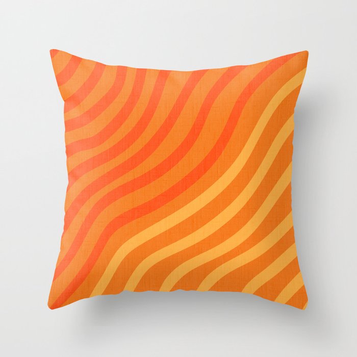 Summer Waves Orange Stripes Throw Pillow