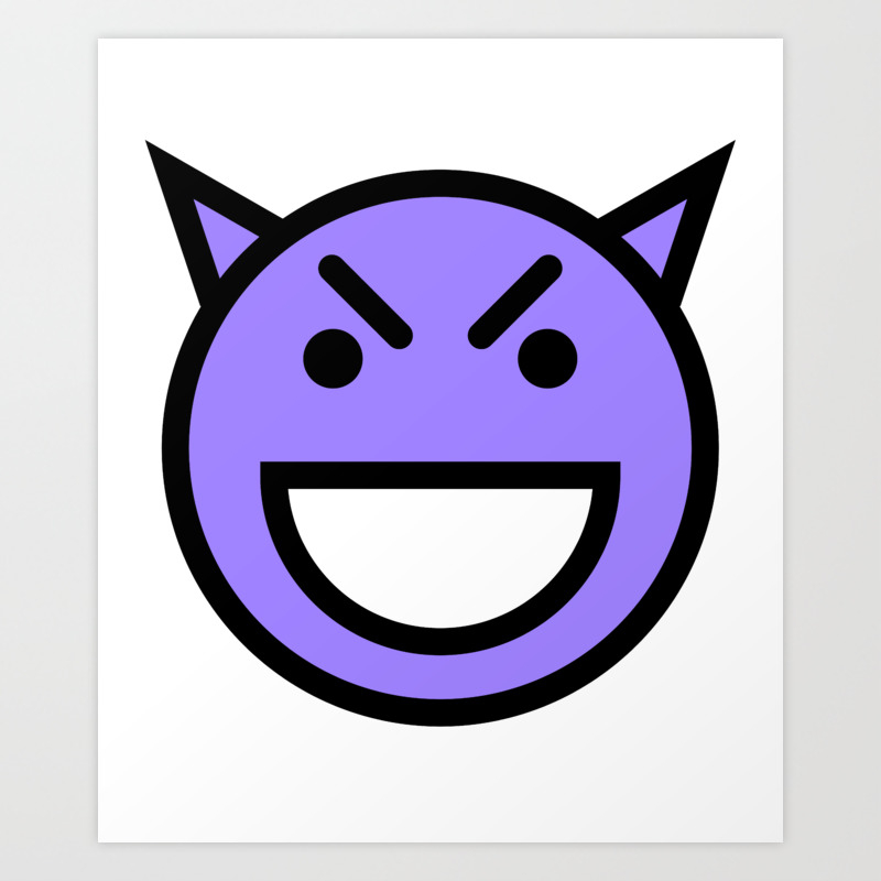 Smiley Face Laughing Devil Face Blue Art Print By Dogboo Society6
