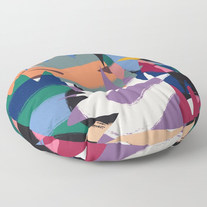 Geometric cut out and ribbons Floor Pillow
