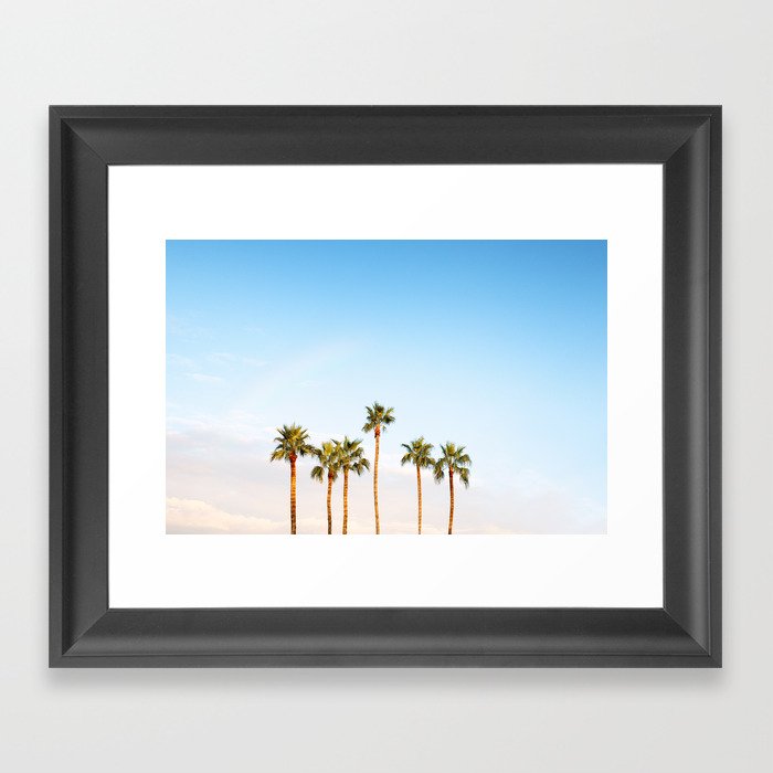 Palm Tree Tops with Rainbow Framed Art Print