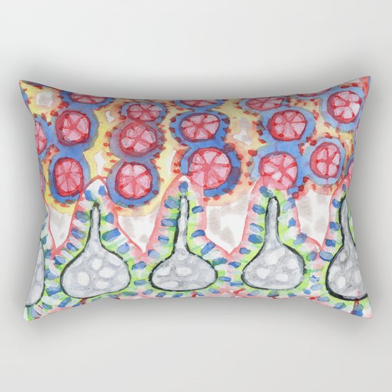 Garden with Silver Flowers and Flower Bulbs Rectangular Pillow