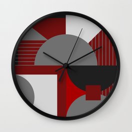 Modern Memphis 3 (red white black gray) Wall Clock