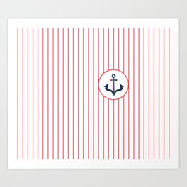 Maritime Stripes Anchor #maritime #anchor #artdeco #minimal #art #design #kirovair #buyart #decor #h Art Print