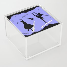 Two ballerina figures in black on blue paper Acrylic Box