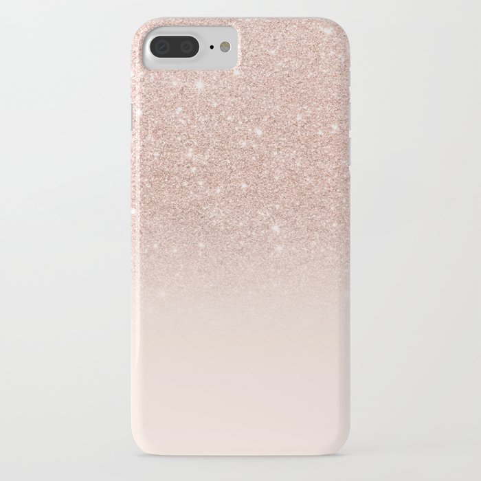 rose gold faux glitter pink ombre color block iphone case