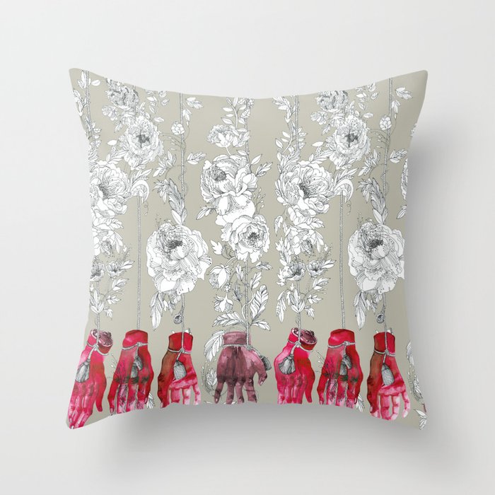 Flowers and hands Throw Pillow