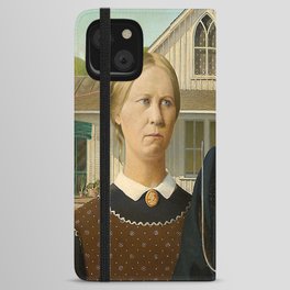 AMERICAN GOTHIC by Grant Wood iPhone Wallet Case