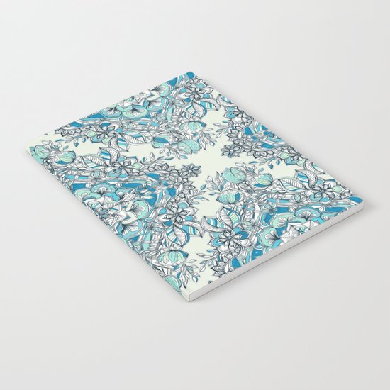 Floral Diamond Doodle in Teal and Turquoise Notebook