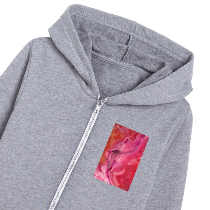 Viva Magenta Marble Kids Zip Hoodie