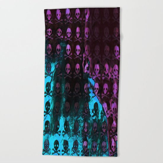 Deaths Frozen Blanket Skulls: Pink And Blue Beach Towel