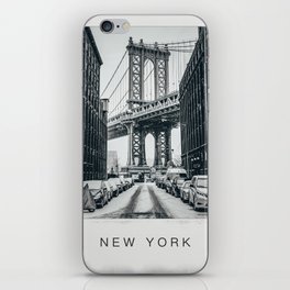 Manhattan Bridge in New York City in black and white iPhone Skin