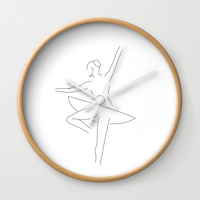 Minimal Drawing of Ballerina Wall Clock