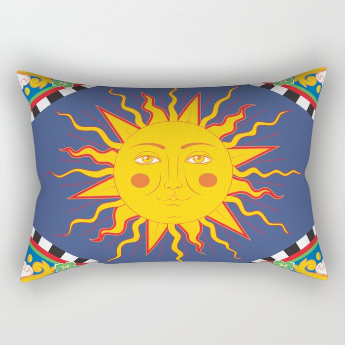 A Touch of Italian Elegance to Your Home: The Beautiful Sicili Sicilian Baroque Maiolica with Sun  Rectangular Pillow