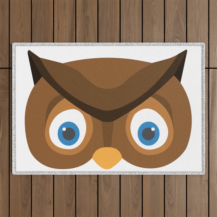 Cute Owl Face Outdoor Rug