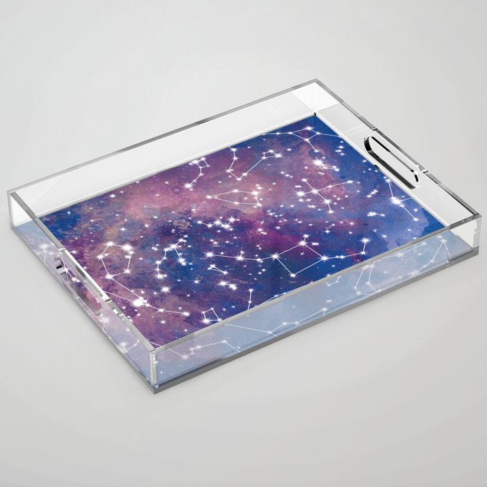 Star Constellations Above Clouds Acrylic Tray