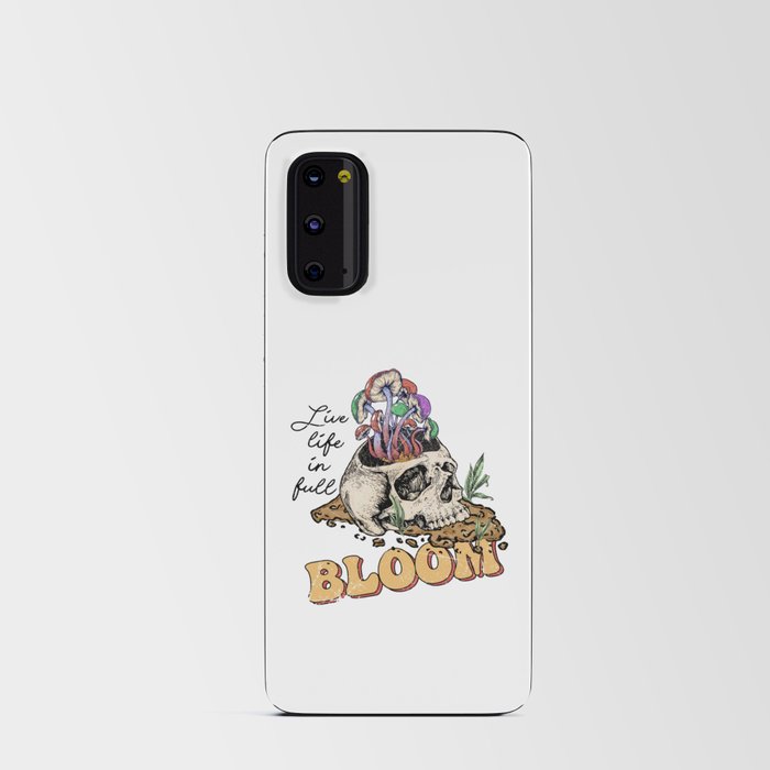Skull with mushrooms and plants quote Android Card Case