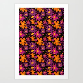 Spring Flowers on Dark Art Print