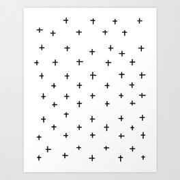 Crosses Pattern - Cross of Love Art Print | Black and White, Pattern, Abstract, Illustration 