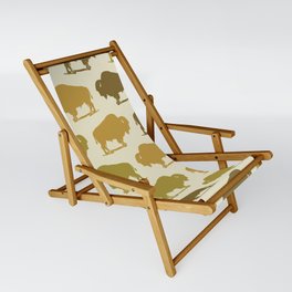 Buffalo Pattern 265 Green Gold and Beige Sling Chair