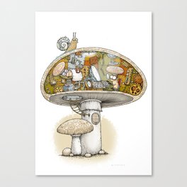 Mushroom Aliens inside the Mushroom Canvas Print