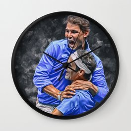 Roger Federer and Rafa Nadal. Digital artwork print. Tennis and Fedal fan art gift. Wall Clock