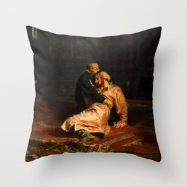 Vivid Retro - Ivan the Terrible and His Son Ivan Throw Pillow