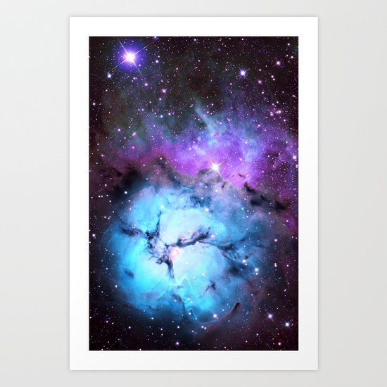 Blue Floral Nebula Art Print
