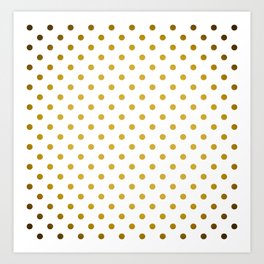 Gradient Gold Polka Dots Pattern on White Art Print