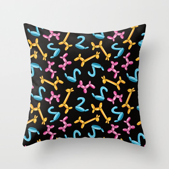 Balloon Animals Retro Repeating Pattern  Throw Pillow