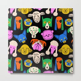 Funny colorful dog cartoon pattern Metal Print