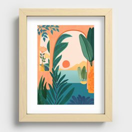 Tropical Evening Sunset Landscape Recessed Framed Print