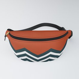White and blue chevron red background Fanny Pack
